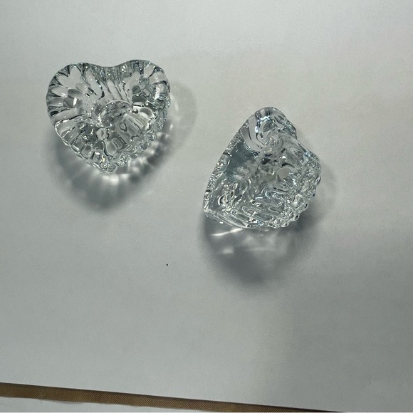 Mikasa Pair Heartfelt Heart Shaped Lead Crystal Taper Candle Stick Holders - Picture 3 of 11